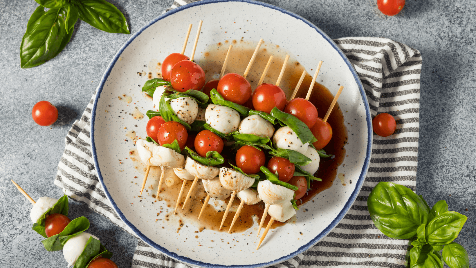 Homemade Fresh Caprese Skewer Appetizer