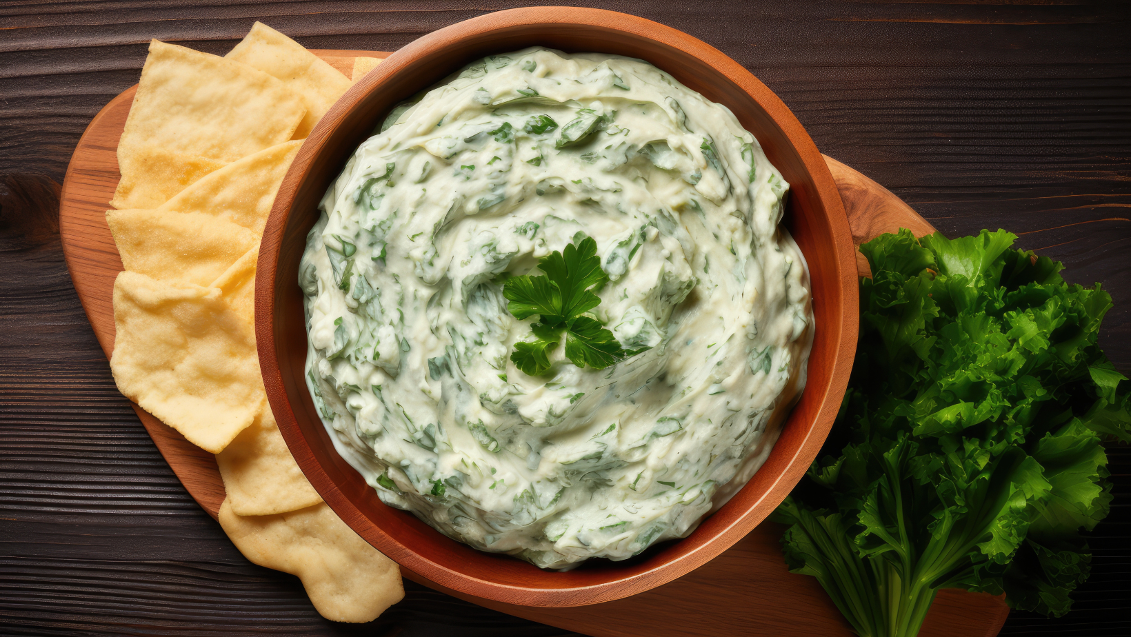 Top View, Vegan Spinach And Artichoke Dip On A Wooden Boardon White Background. Vegan Cooking,Artichoke Dishes,Spinach Recipes,Vegan Recipe Ideas,Vegan Dip Recipes.