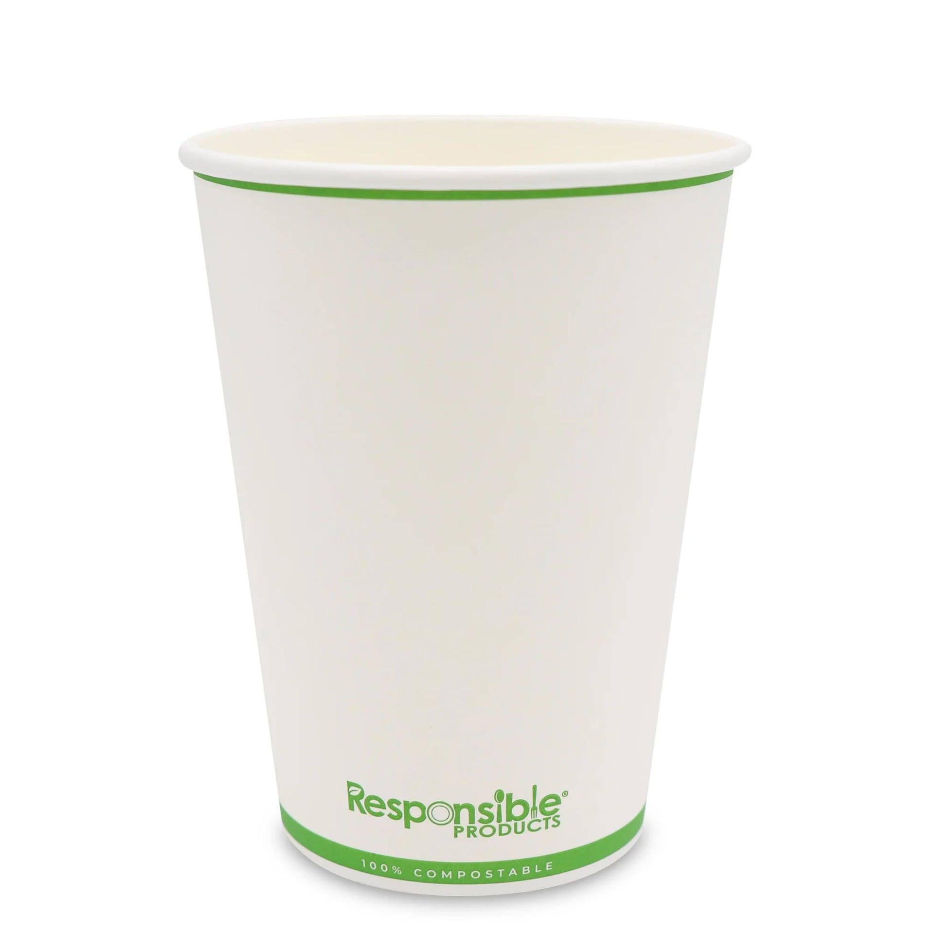 compostable and disposable hot cup on white background