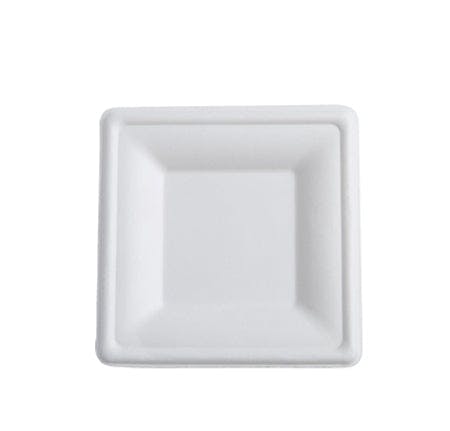 6 inch white biodegradable square plate