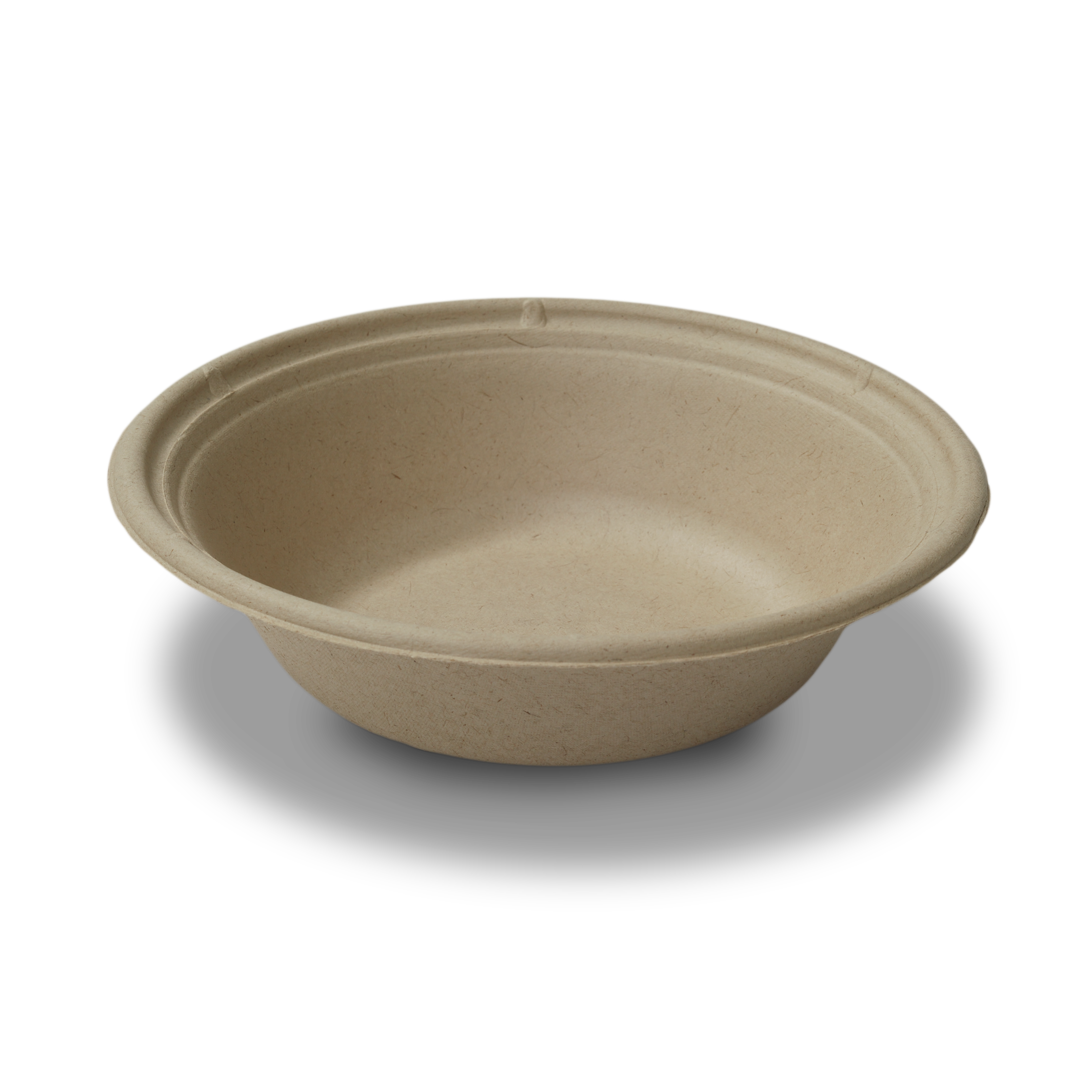 24 ounce biodegradable and compostable round bowl with a light kraft brown color. Made in the USA from Florida grown sugarcane bagasse and other plant fibers. The top edge has a lip to help fit an available matching flat or dome lid.