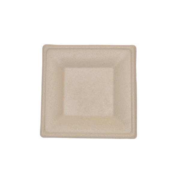 Six inch brown compostable square plate 